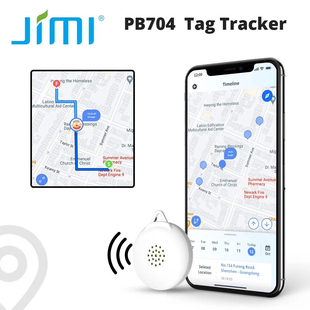 Jimi PB704 Bluetooth Tag GPS Tracker Anti-lose Security Smart Finder Trackers For Apple Find My Key Earbud Luggage With Free APP