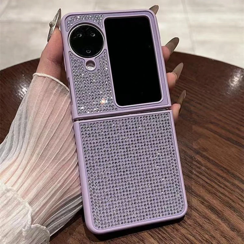 For OPPO Find N3 Flip Bling Diamond Solid Color Case For OPPO Find N2 Flip Luxury Glitter Shockproof Protective Back Cover