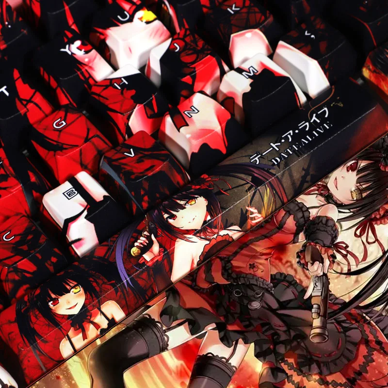 

For Mechanical Keyboard PBT Keycaps Otaku Game Player Tokisaki Kurumi Theme Keycaps Decoration Gift