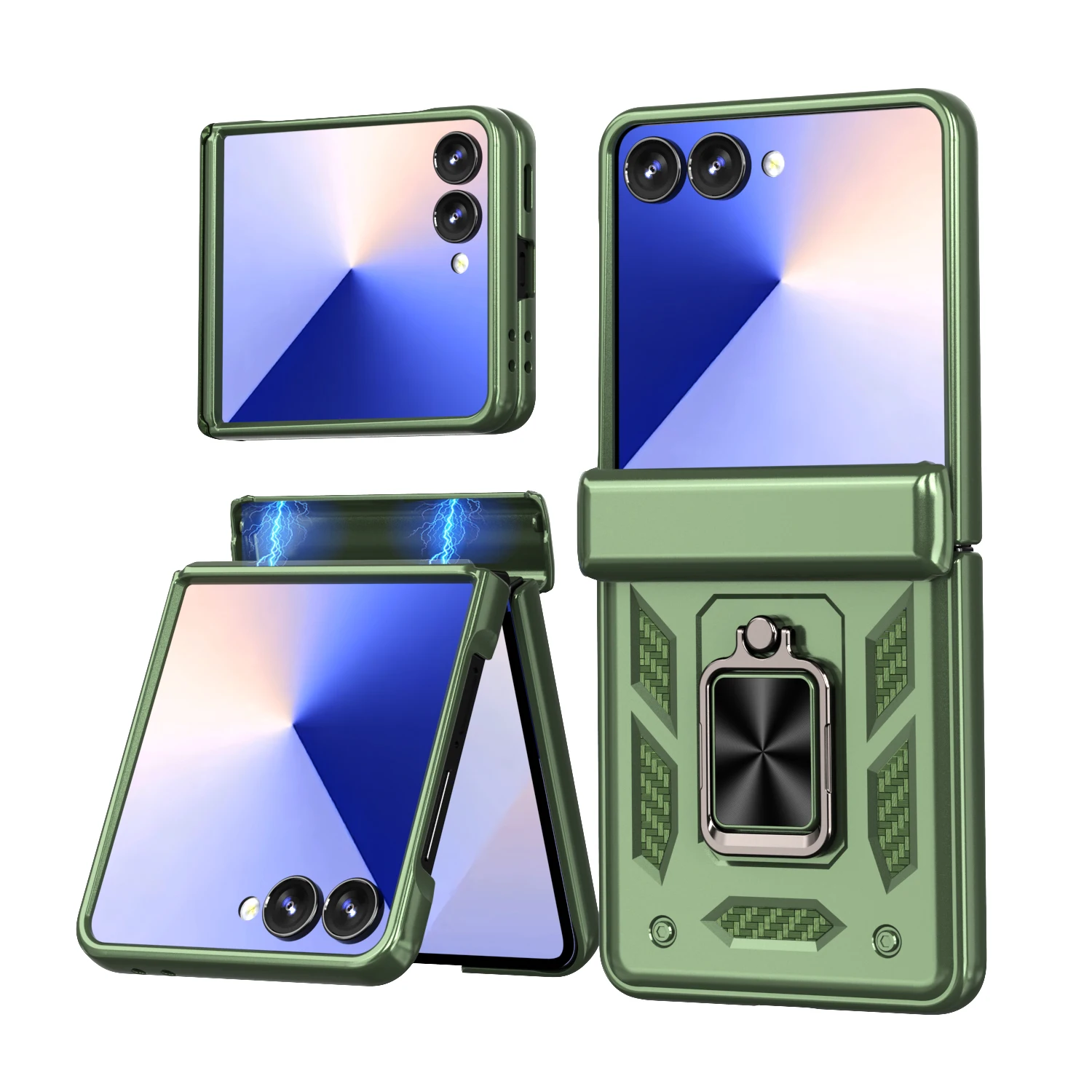 Shockproof Armor Ring Phone Case with Hinge Connection