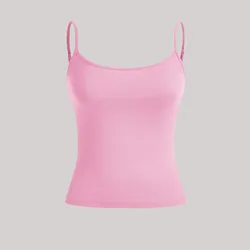 Sky Blue Women's Slim Tank Top - Summer Fashion Versatile Casual Sleeveless - XS (Pink)