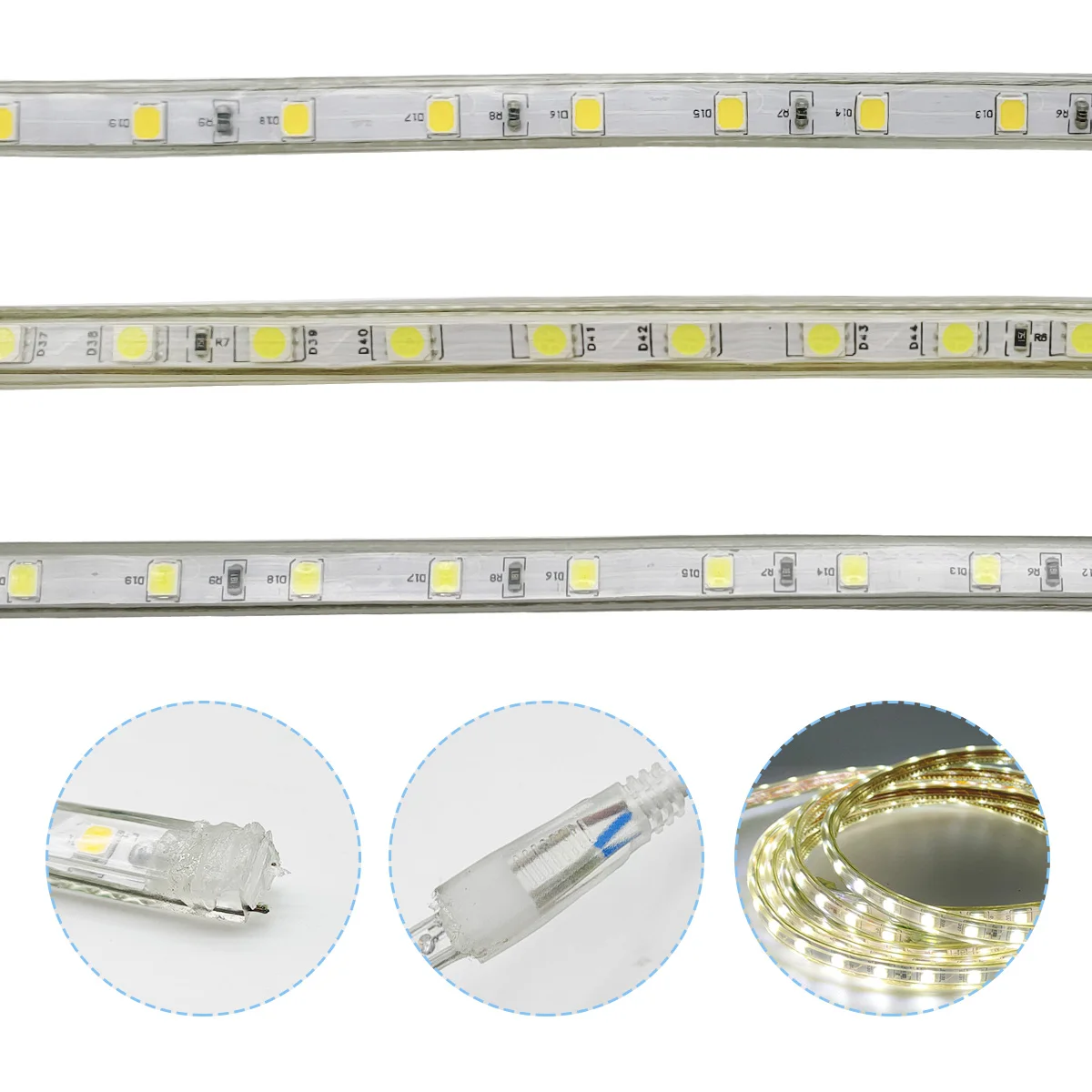 60Leds/m SMD 5050 Led Strip Light 220V High Brightness Waterproof Flexible Kitchen Outdoor Garden Led Lights 5m10m EU plug 5