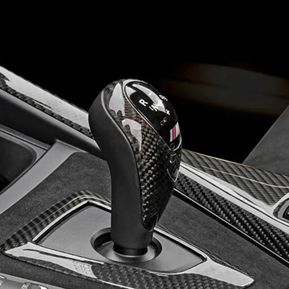 BMW F20 F80 F82 F83 F10 F85 F86 F12 F16 F30 2 3 4 5 시리즈 기어 변속 노브 커버 스티커용 4가지 종류의 리얼 카본 파이버