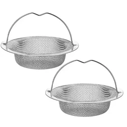 Deluxe Stainless Steel Hair Catcher and Drain Filter with Handle (2pcs)