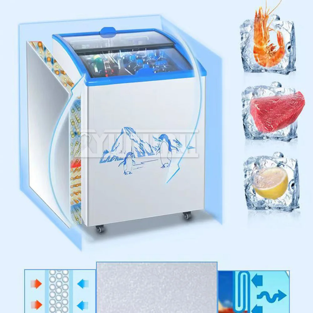 Kitchen Refrigerator Freezer Commercial Refrigerator Cabinet Freezer Household Small Ice Cream Cabinet Derin Dondurucu
