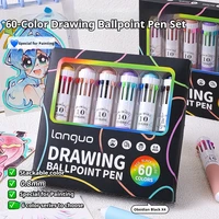 LANGUO Multicolor Pens 28/60/120 Colors 10-in-1 Colored Ballpoint Pen 0.8mm Fine Point Smooth Writing Retractable Ballpoint Pens 3