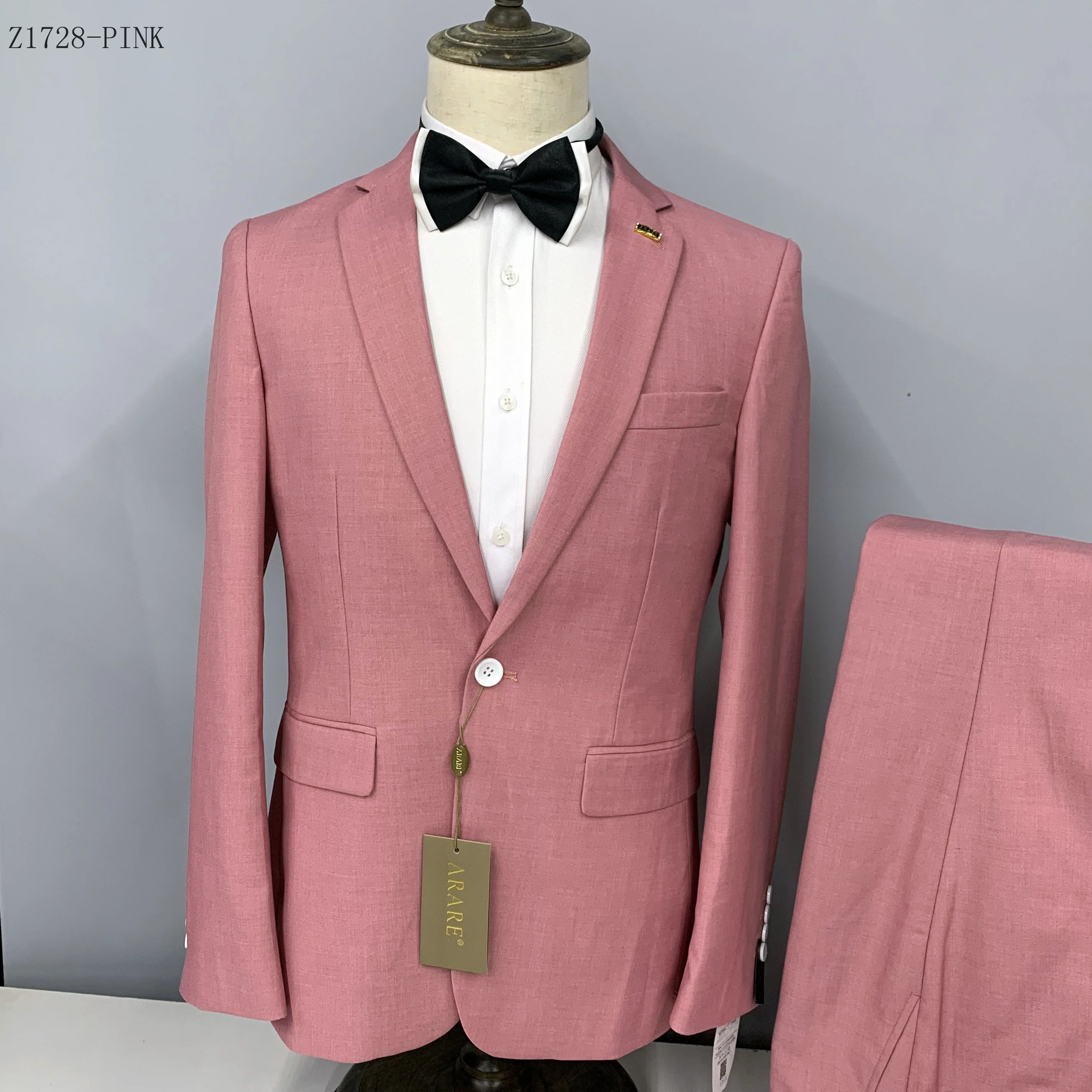 

2023 New Men's Set Premium Pink Suit Classic Single Breasted Party Office Wedding Two Piece Set (Jacket+Pants)