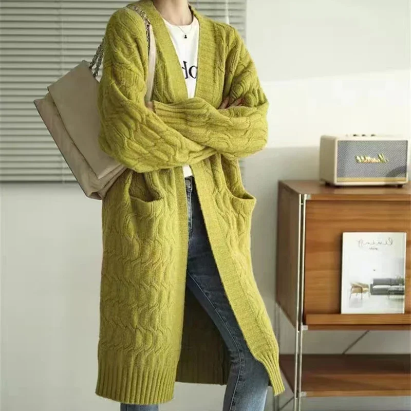EVNISI 여성용 두꺼운 니트 롱 가디건 코트, 주머니가 있는 따뜻한 루즈 캐주얼 스웨터 재킷, 골지 오버코트, 2023 가을
