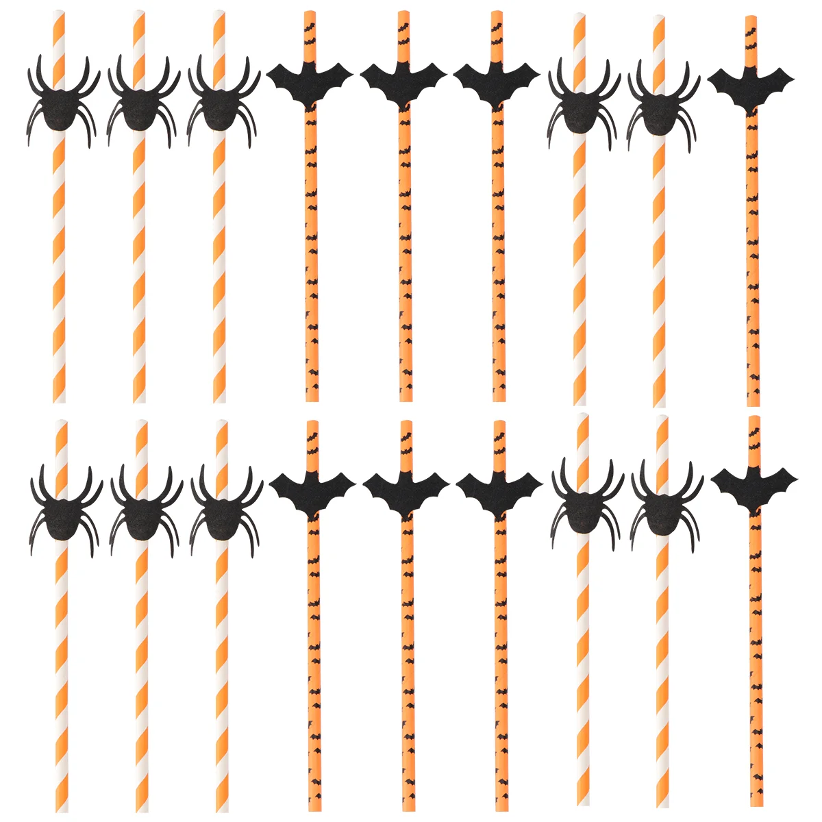 50pcs Paper Straw Spider Bat Shape Straws Halloween Decoration Straws for Party