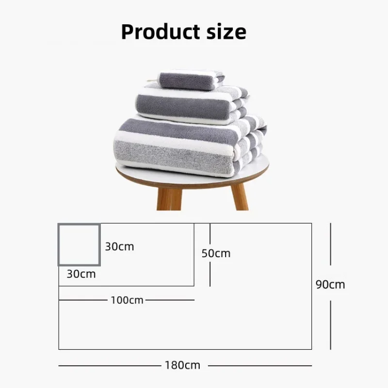 Bathroom Towel Set with Striped Pattern, Soft Hand Absorbent, Wrapping Towels, Quick Drying, Beauty Salons and Hotels 4