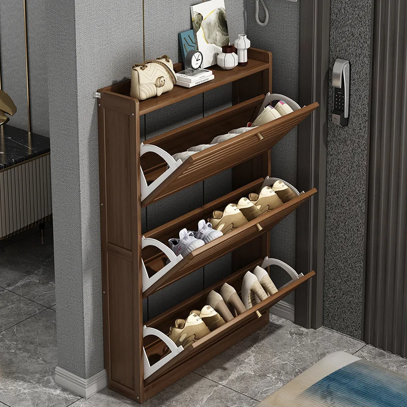 Wooden Shoe Racks Storage Organizer Entrance Shoes Closet Cabinet Space  Saving Ultra-thin Shoe Rack Vertical Closed Shoe Cabinet - AliExpress