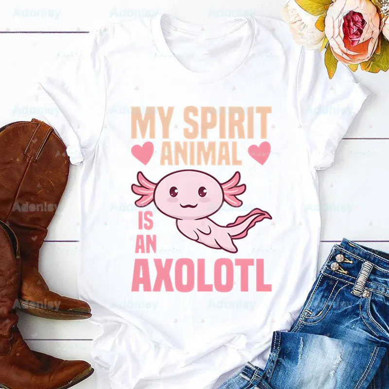 

Axolotl T Shirt Women 90s Graphic Cute Cartoon T-shirt Harajuku Animal Tops Tee Cute Short Sleeve Kawaii Tshirt Female Tshirts