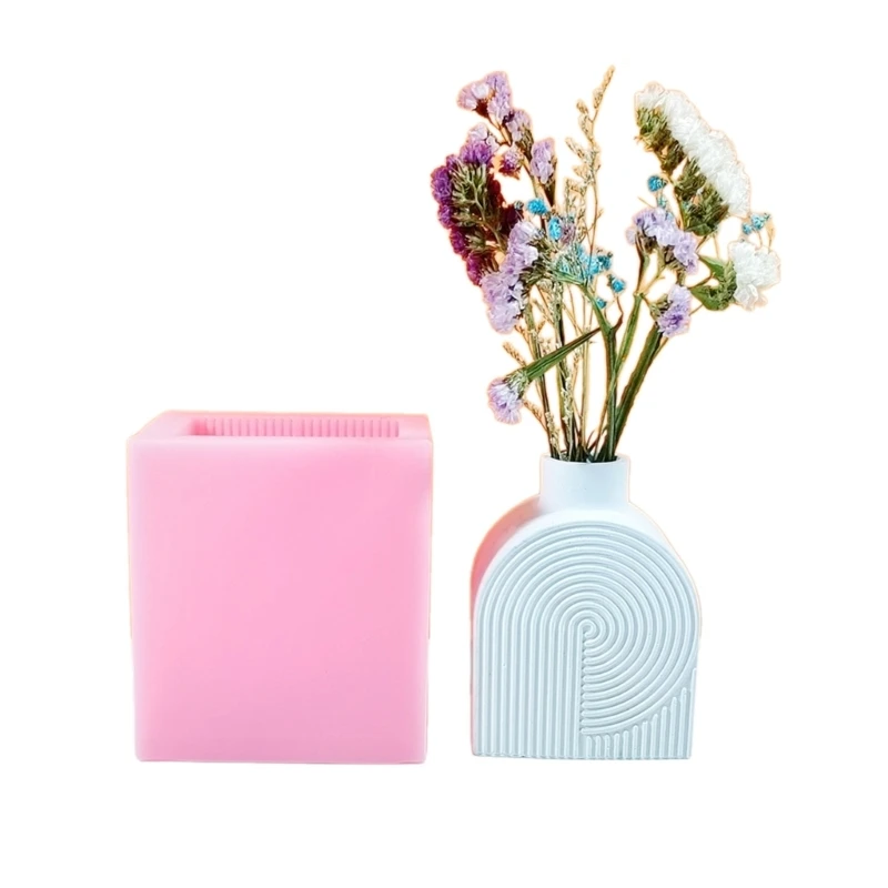 

Planter Flowerpot Molds Silicone Concrete Mould Striped Vase Shape Hand-Making Supply for DIY Hand-Making Flowerpot Vase