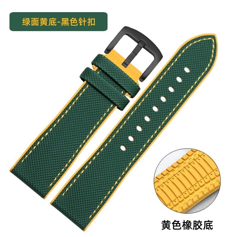thumbnail image 1 of Correa de reloj de silicona suave para hombre, correa de reloj de nailon y caucho fluorado de 20, 22, 23 y 24 mm para Tudor, Breitling, Citizen, Tissot, 1 of 5