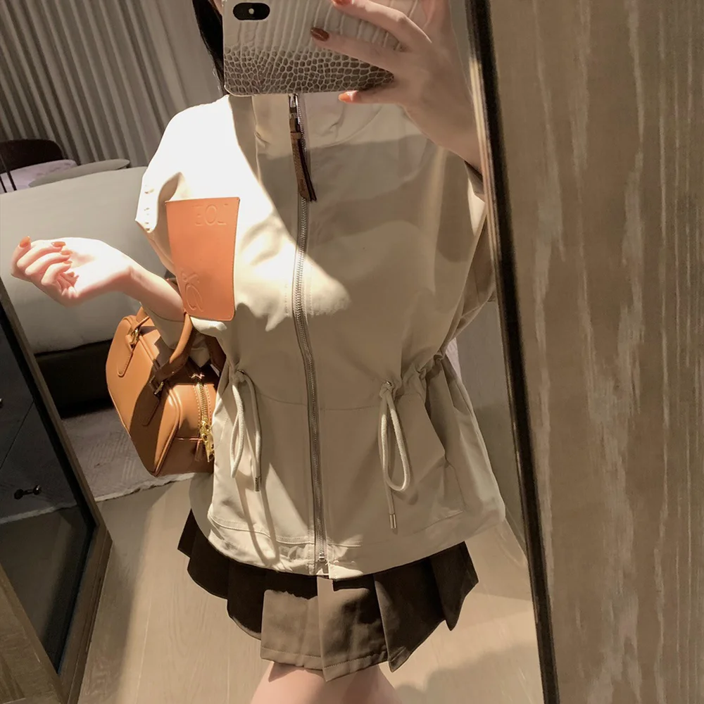 

Женское пальто, осень/зима, новый нишевой дизайн, кожаный карман на груди, украшение для стильного и стройнящего плаща