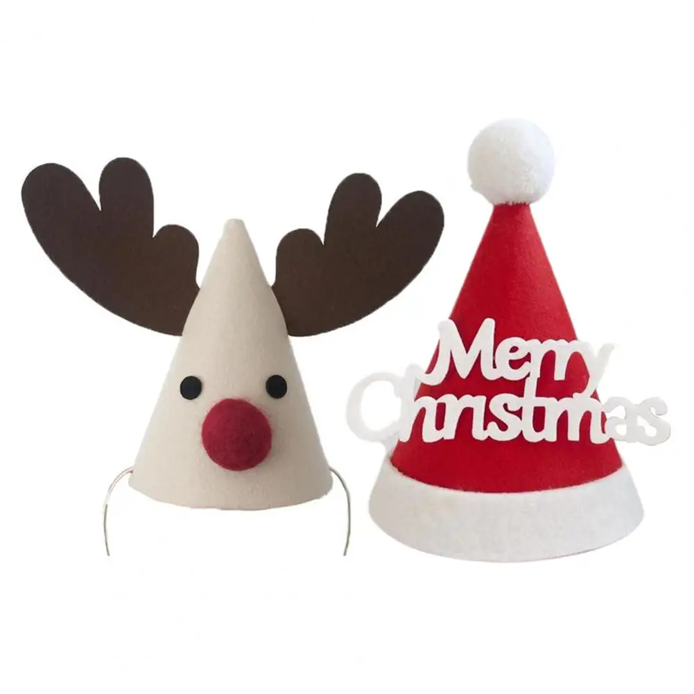 Christmas Hat Non Woven Fabric Decorative Tree Elk Xmas Party Cap for Kids Christmas Hats