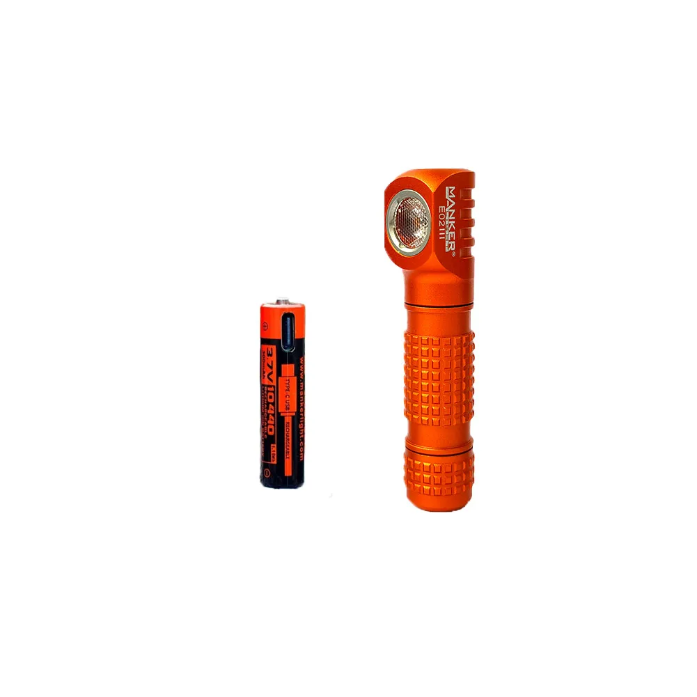 Linterna ángulo Multifunción Linterna Frontal Manker E03H III - 800 Lúmenes, LED 519A 4000K, IP68, Cola Magnética, Color Naranja Linterna Multiusos Con Diadema Y Filtros De Colores