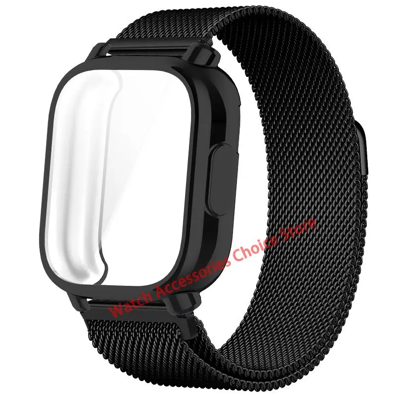 Premium TPU Case with Milanese Magnetic Metal Strap for Smart Watch - Full Screen Protection, Soft Shell Design