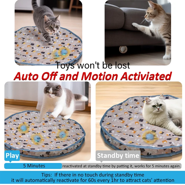 Interactive Cat Toys Ball Cover Set Fast Rolling in Pouch Hide and Seek Kitten Toy Motion Activated Interactive Cat Toy Indoor 4