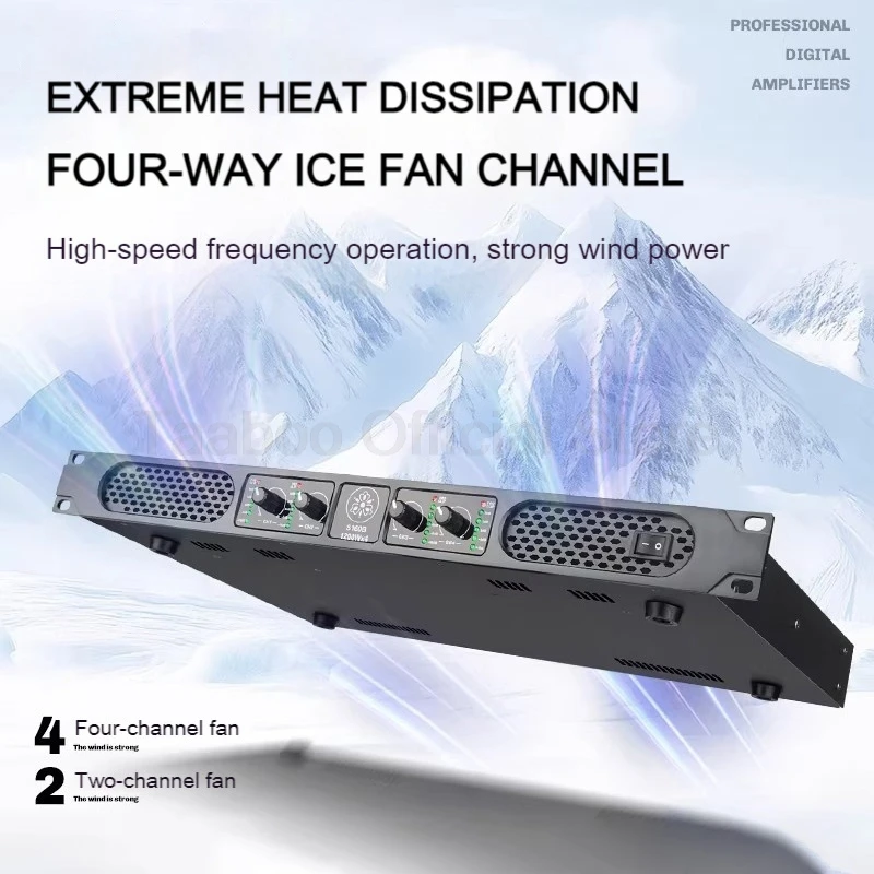 전문가용 디지털 파워 앰프 2/4채널 1200W 고출력 클래스 D 앰프 초슬림 바디 (스테이지, 홈시어터, 가라오케용)