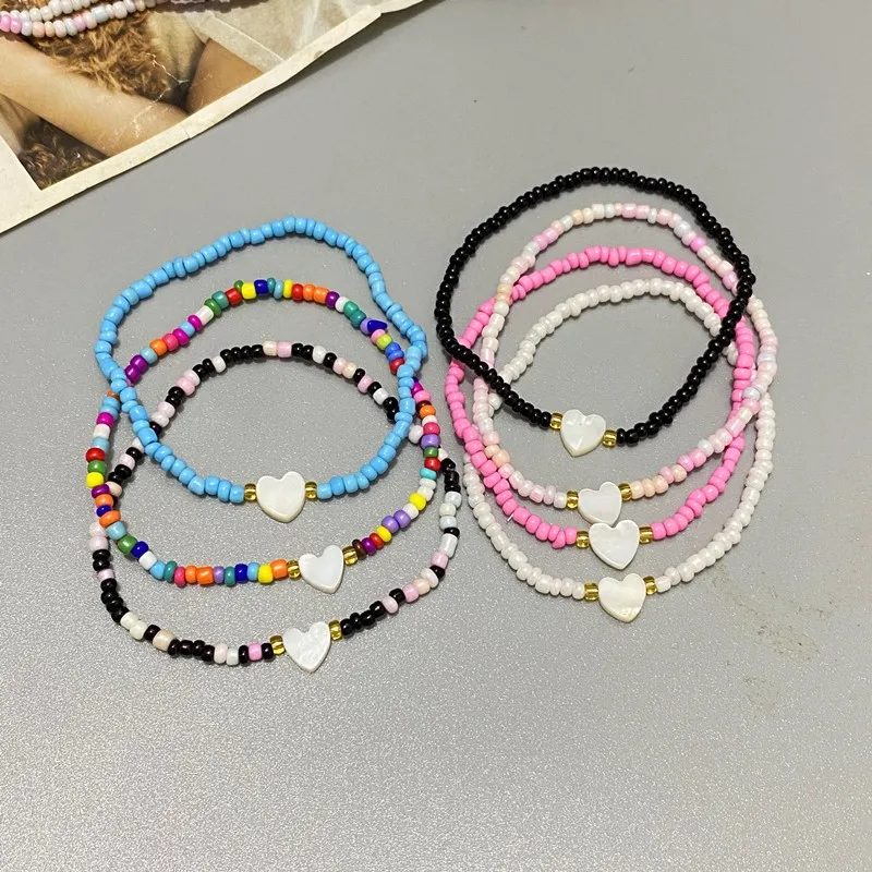 Nature Shell Love Heart Bracelet - Handmade Jewelry for Girls and Women Cute Romantic Gift