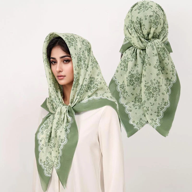 2025 New Fashion 110X110CM Printed Square Scarf for Women Muslim Headband Hijab Lady Bandana Party Accessories Scarf Hairband ﻿