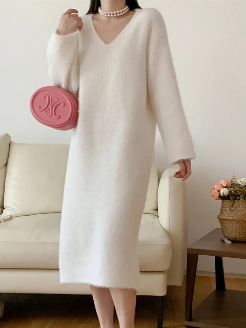 Colorfaith 여성용 빈티지 롱 드레스, 가을 겨울 패션, 합성 섬유로 제작된 풀오버 스타일의 드레스