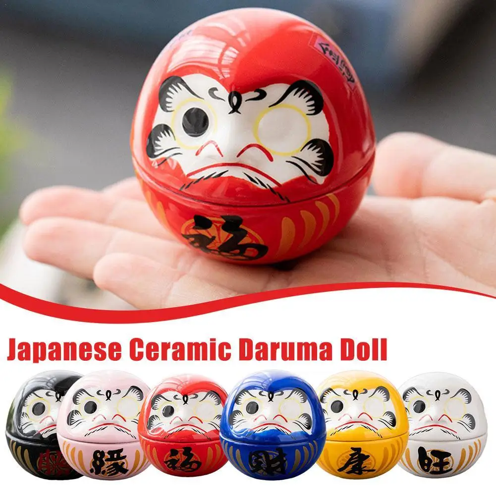 Ceramica Giapponese Daruma Doll Crafts Lucky Cat Fortune Ornament Landscape Money Box Office Tabletop Feng Shui Craft Home Decor