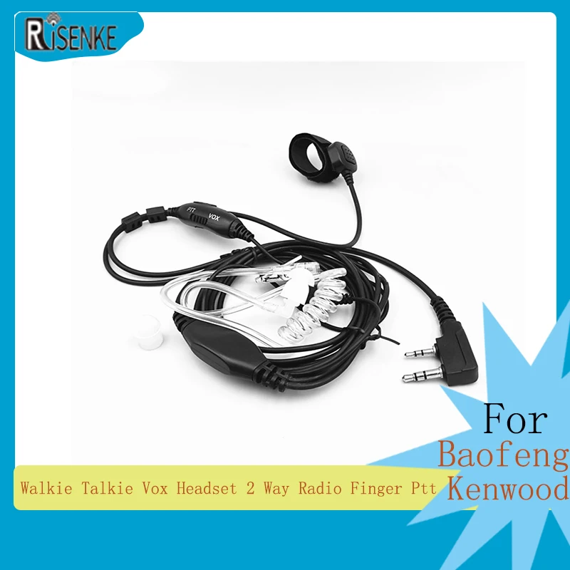 RISENKE-Earpiece for Baofeng UV-3R,UV-5R,UV-9R,BF-T3,BF-888S,GT-1,GT-3, Kenwood Walkie Talkie Headset, Finger Ptt with Air Tube