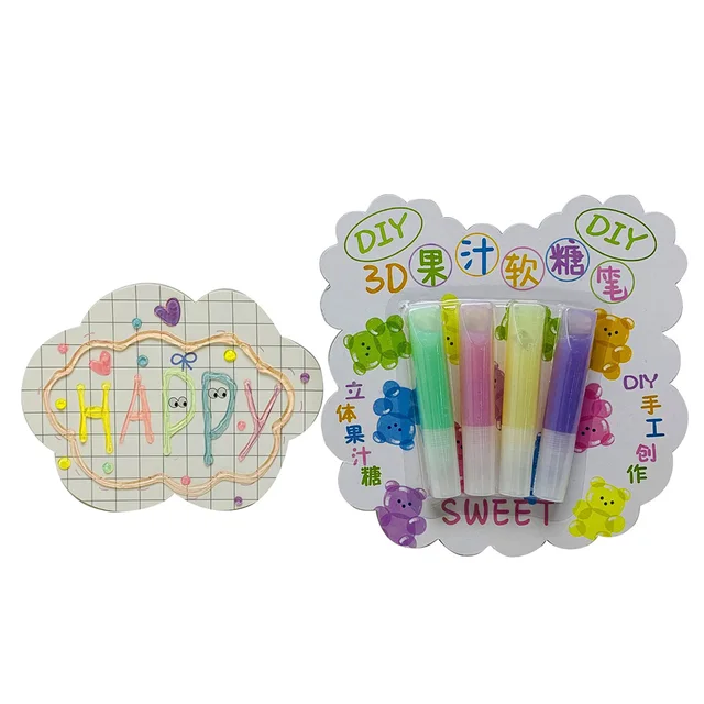 5 Styles Three-dimensional Popcorn Pens Jelly Fudge Magic Puffy Pens  Children's DIY Handbook Greeting Card Stationery Supplies - AliExpress