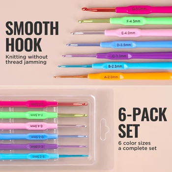 2.0mm-5.0mm Crochet Hook Knitting Needles Colorful Plastic Handle Aluminum Crochet Hooks Template Knit Needles Weave DIY Crafts 1