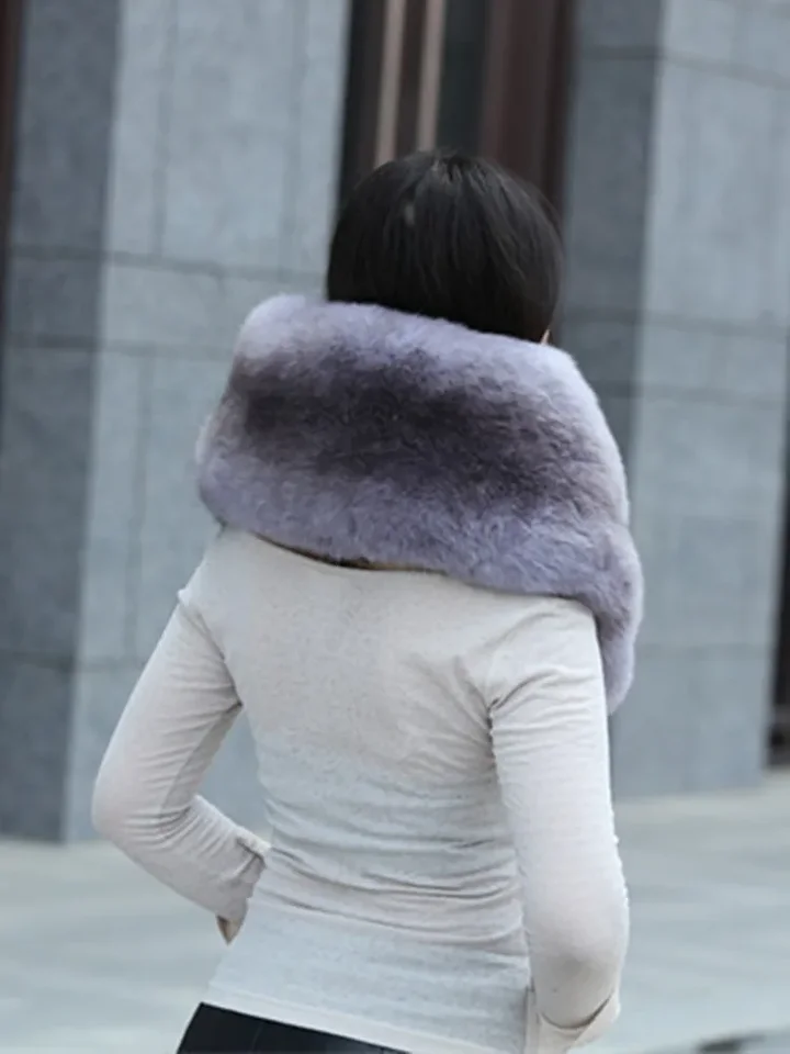 Sciarpa In Vera Pelliccia Di Visone Grigia Con Pom Pom - Lunga 155 Cm, Fatta A Mano - Donna