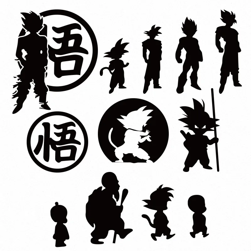 Dragon Ball Personality Creative Silhouette Car Sticker Anime Sticker Waterproof Sunscreen Laptop Window Trunk Sticker horse heartbeat lifeline die cut vinyl decal car sticker waterproof auto decors on car body bumper rear window laptop