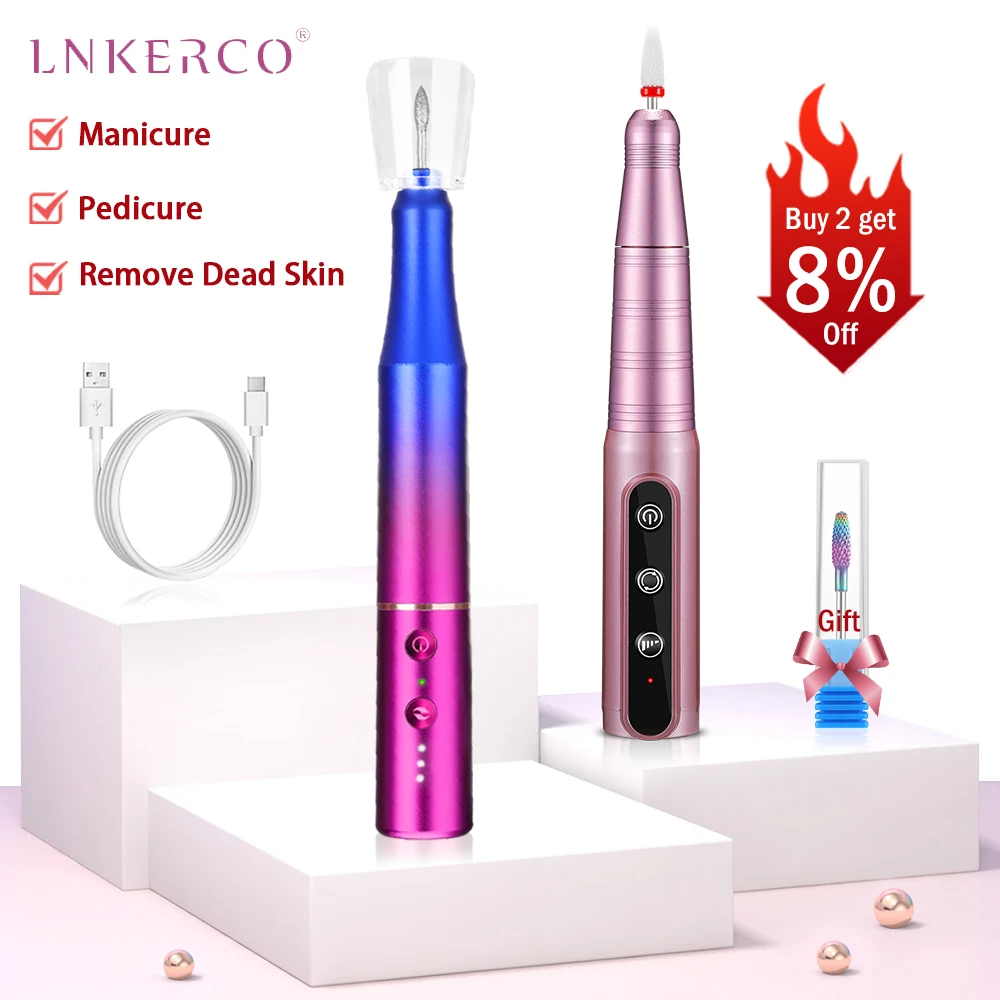 

Lnkerco 35000/30000RPM Nail Drill Machine For Manicure Milling Cutter Set Electric Nail Sander Gel Polishing Manicure Machine