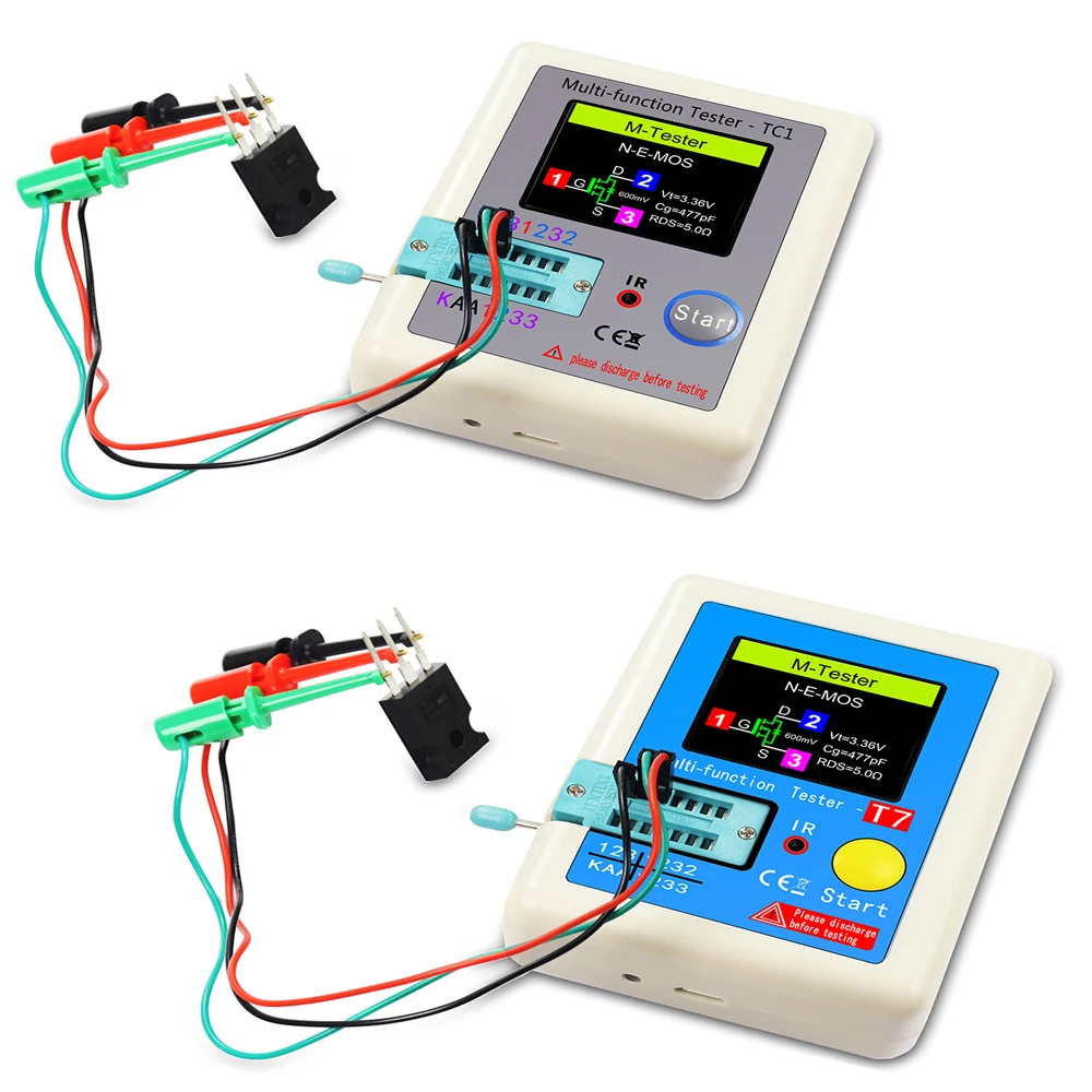 LCR-TC1 LCR-T7 트랜지스터 테스터 멀티미터 다이오드 트라이오드 MOS/PNP/NPN 커패시터 저항 트랜지스터용 컬러풀 디스플레이 TFT