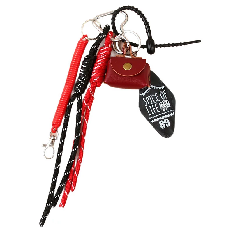 Trendy PU Leather Keychain with Exquisite Woven Rope Luggage Hanging Piece Fashionable Little Bag Pendant Accessory Gift