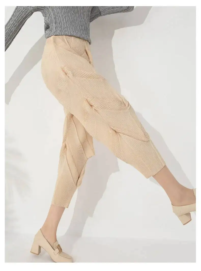 LANMREM Versatile Slim Pleated Pencil Pants Women Elastic High Waist Solid Color Trousers Casual 2023 Autumn New 2AA3771