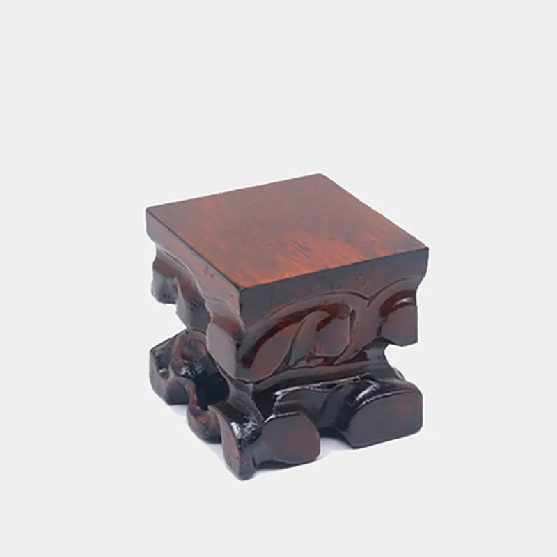 Solid wood carved purple clay teapot, circular and hollowed solid base, vase, bonsai, rare stone Buddha statue display rack