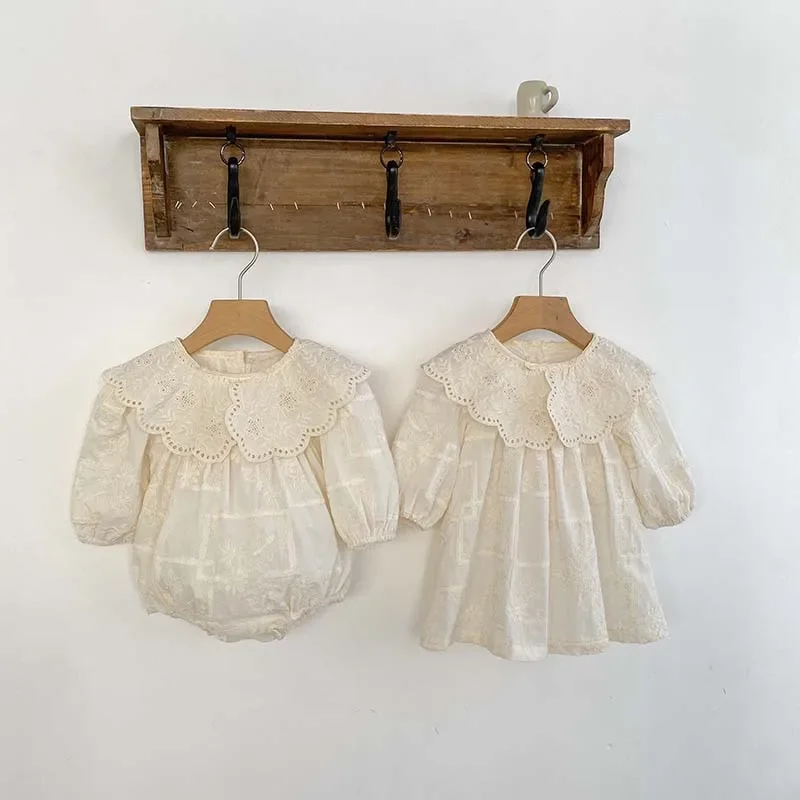 Autumn Baby Girls Embroidered Long Sleeve Infant Bodysuit