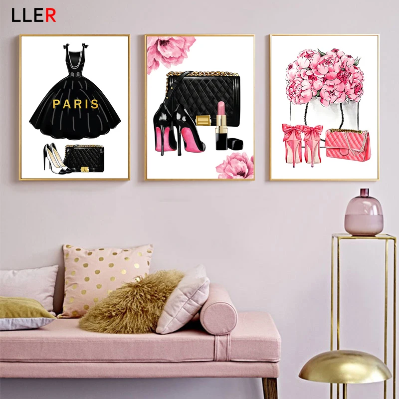 Французская мода девушка на высоком каблуке комод абстрактное настенное