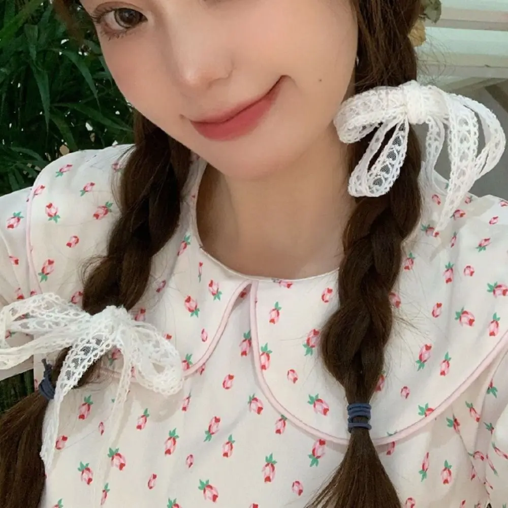 

Vintage Lace Balletcore Long Ribbon Woven Hair Tie Sweet Tie Hair Band DIY Dual Horsetail Hair Rope Female Hair Accessories