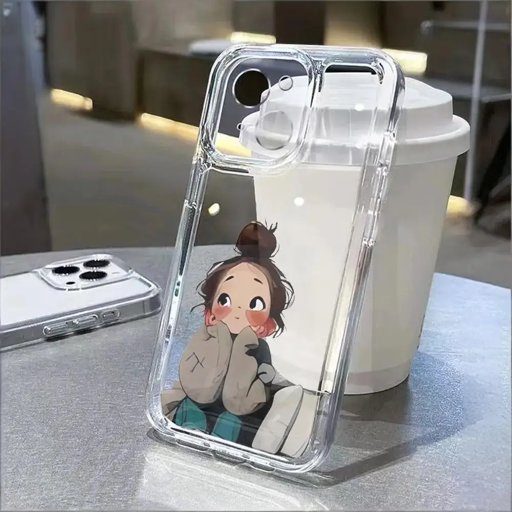 Adorable Cartoon Girl Shockproof Phone Case - Soft Protective Cover