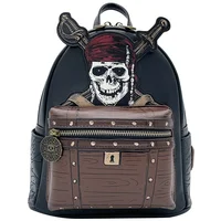 Disney Caribbean Pirates 6 Captain Jack Fashion Girl Backpack PU Leather Backpack Womens Double Strap Bags Christmas Gifts 3