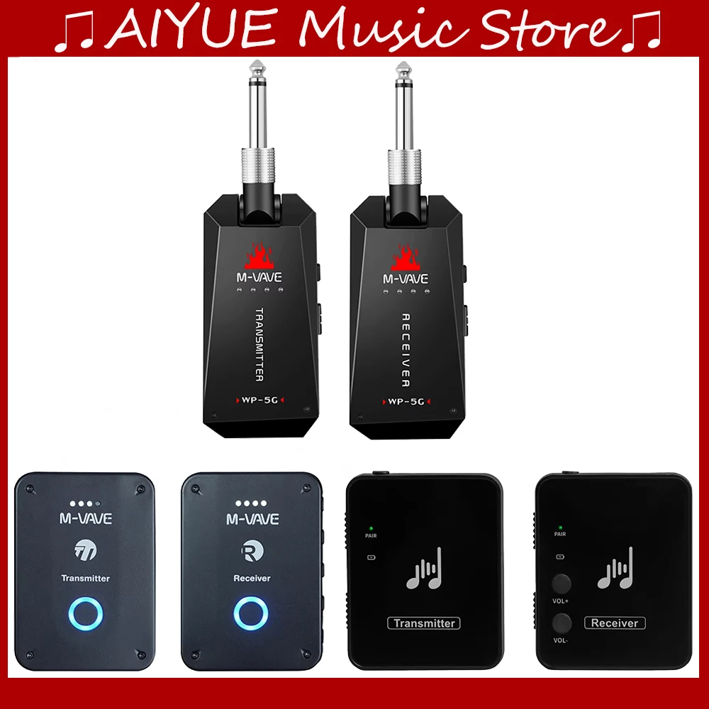 M-VAVE Wireless System Earphone Transceiver 2.4G Guitar Transmitter Receiver Rechargeable Support Stereo Mono Mute Functiona