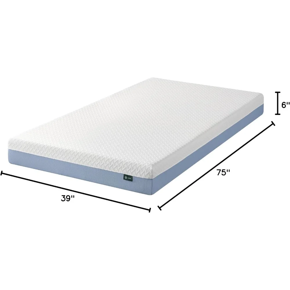 6-inch cooling essential memory foam mattress, fiberglass free, medium feel, certified safe foam and fabric 6