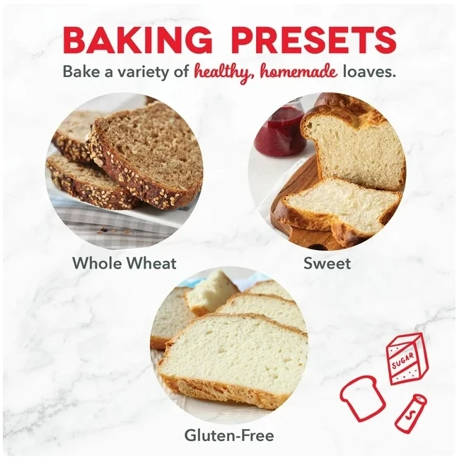 Everyday Stainless Steel Bread Maker up to 1.5lb Loaf, Programmable, 12 Settings + Gluten Free & Automatic Filling Dispenser 6