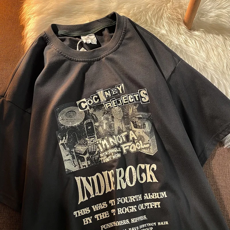 하라주쿠 스타일 슬리밍 루즈핏 재미 프린트 반소매 티셔츠 여성 패셔너블 트렌디 여름 하프 슬리브 탑 