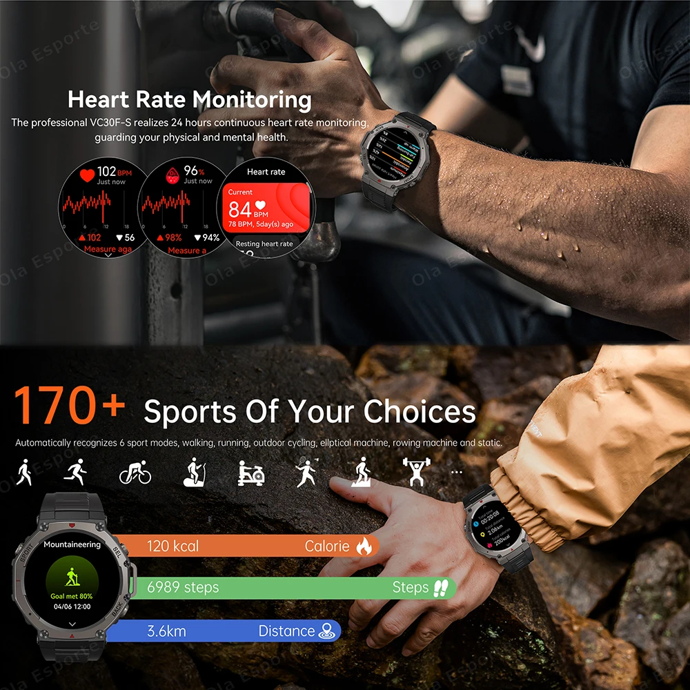 New 2026 Military GPS Waterproof Smart Watch 1.43" AMOLED Built-in 6 Frequency Satellite Outdoors Sports Fitness Smartwatch Men