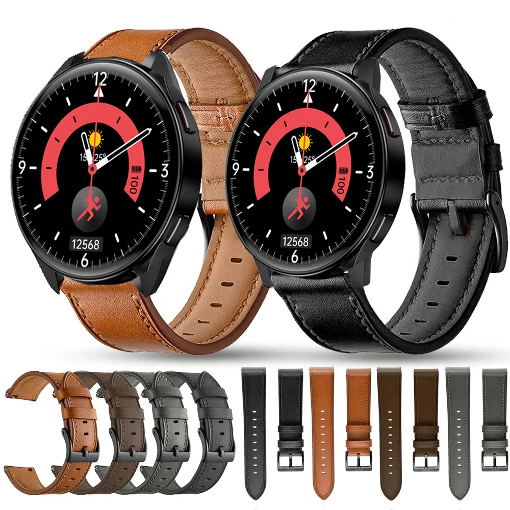 22mm Leather Strap Watchband for Samsung Galaxy Watch 4 6 Classic 5 Pro Smart Wriststrap Quick Releas Bracelet Watch Accessories
