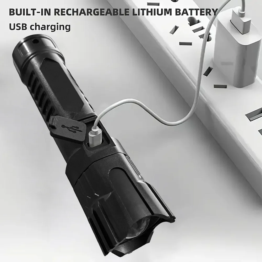 High-Intensity Flashlight: For Outdoor Home & Camping Use, Suitable for Cycling, Long-Range, USB-Rechargeable Zoomable LED Light - 4